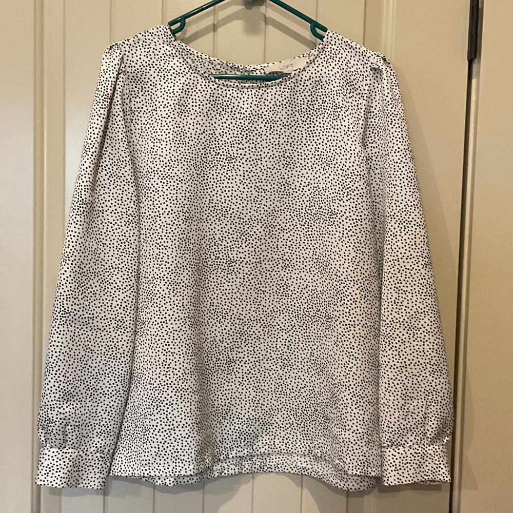 LOFT Black and White Dotted Blouse